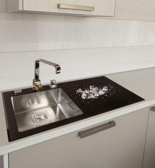 SinkSolution X LINE 860×540 1x  rustfrit stål køkkenvask med glas drypbakke