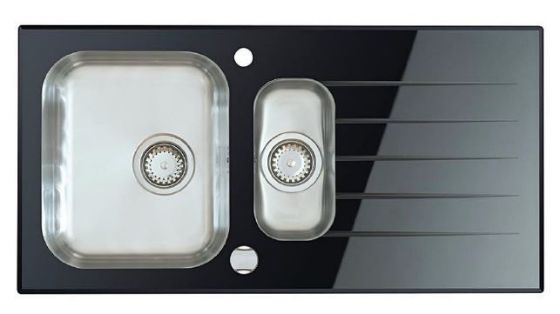 SinkSolution S LINE 970×500 rustfrit stål køkkenvask med glas skyllebakke
