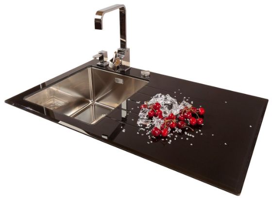 SinkSolution R LINE 860x540 rustfrit stål køkkenvask med glas drypbakke